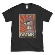 Futurama Bender Drinking Funny Graphic T-Shirt