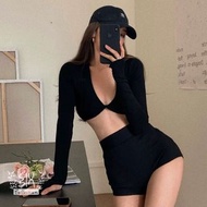 Swimsuit 長袖泳衣 銅鑼灣門市大量現貨可試換 高腰high waisted black rash guard bikini
