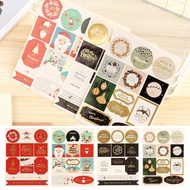 RBZ614885 2/8 Sheets Handmade Sealing Cookie Candy Tag Self Adhesive Xmas Ornament Package Label Gift Paper Sticker Merry Christmas