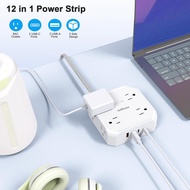Surge Protector Power Strip, Ultra Thin Flat Plug Extension Cord with 8 Widely Outlets 4 USB Ports, 