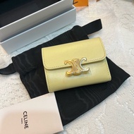 CELINE 凱旋門 大骨頭 短財 錢包 卡包 小雞黃