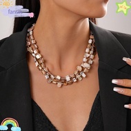 FANSIN Colorful Necklace, Elegant Double-layer Beaded Necklace, Women Trend Exaggerate Irregular Jew