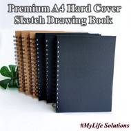 Premium A4 Hard Cover Sketch Drawing Book A4 Blank Notebook 100 Pages Thick Paper 140gsm Spiral Sket