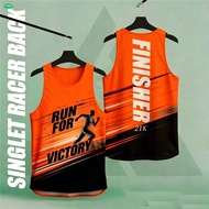 Orange-Black 21K Finisher Racerback Singlet – "Run For Victory" Motivational Tank