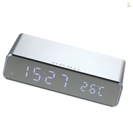 Wireless Charger Desk Clock LED Digital Clock Temperature Meter ℃/ ℉ Switchable Wireless Charging Device Multifunctional LED Alarm Clock with Calendar for Home Office Dormitory