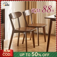 Amy Nordic solid wood dining chairs Household writing wooden chairs Set Meja Makan 2 kerusi backrest