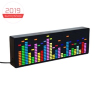 LED Music Spectrum Rhythm Lights Voice Sensor 1624 RGB Atmosphere Level Indicator with Clock Display(Wire Control)
