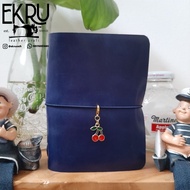 PASSPORT B7 - NAVY • SKY BLUE - GENUINE LEATHER COVER TRAVELERS NOTEBOOK JOURNAL/ GENUINE COWHIDE JO