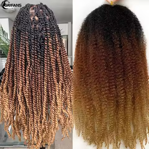 18” Marley Hair 1B 30 27 Afro Twist Marley Braiding Hair for Faux Locs Crochet Hair Synthetic Spring