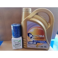 100% HONDA HAMP JAPAN HONDA  OIL FILTER H1540-RTA-003 + KOYOMA 5W30 SEMI SYNTHETIC ENGINE OIL