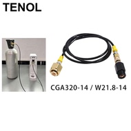 [TENOL] Stream Adapter Hose 60inch CGA320-14/W21.8-14 to -4 Sparkling Machine Maker Direct Connector