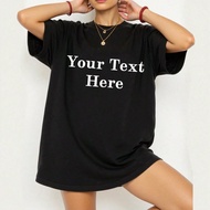 Customized Y2K Style Women Oversized T-Shirt, Upload Your Selfie/Friend/Pet Photo, Input Your Text/B