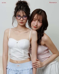 As mabel top สายเดี่ยวมีบราขอบลูกไม้ (เฉพาะเสื้อ)