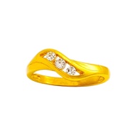 Modern 916 Gold Triple-Stone V-Shape Ring (1.96g/Size 8.5)