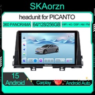 SKAorzn 9นิ้วสำหรับเคียพิกันโต้2018-2023 Android15 32 64 128 GB 4G LTE Carplay IPS 2K QLED คำสั่งเสี