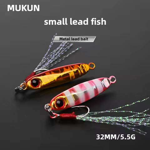 MUKUN 6PCS/BOX Microjigging Fishing Lure 5.5g/32mm Mini Jig Bait Isca Artificial Jig with Single Hoo