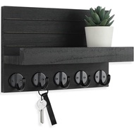 Key Holder for Wall, Decorative Key and Mail Holder with Shelf Has Large Hooks for Bags, Coats, Umbr