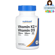 Nutricost Vitamin K2 + Vitamin D3 125 mcg (5000 IU) 120 Softgels