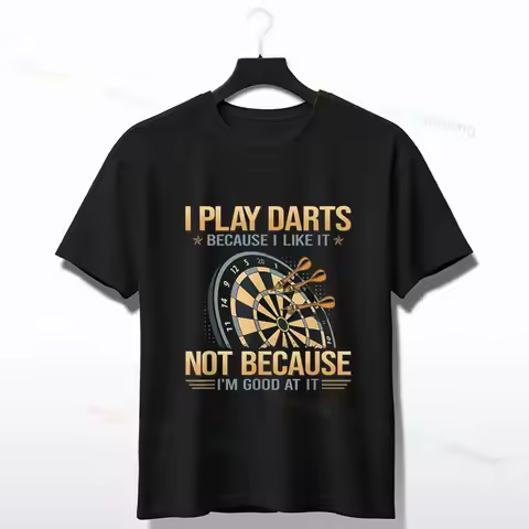 Men's "I Play Darts Because I Like It Not Because I'm Good At It" Graphic T-Shirt Short-sleeve Pure 