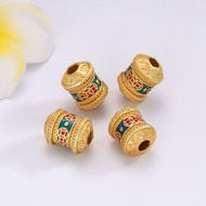 Daily New Arrival/Ancient Method Golden Burning Blue Dripping Oil Tibetan Six-Character Mantra Dzi B