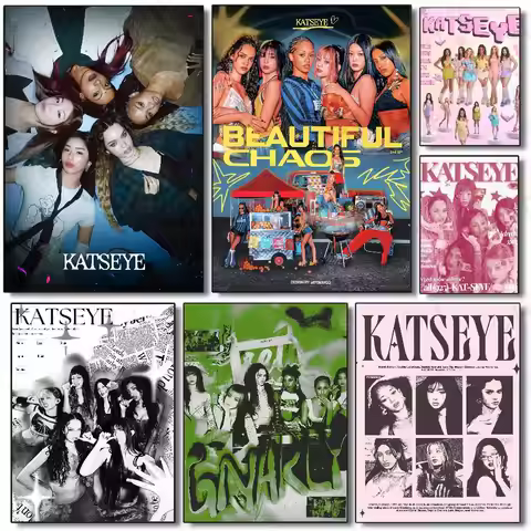 Band K-Katseye Poster Home Wall Art Garage Room DecorWater Proof Paper Print Room Decor Stickers Art