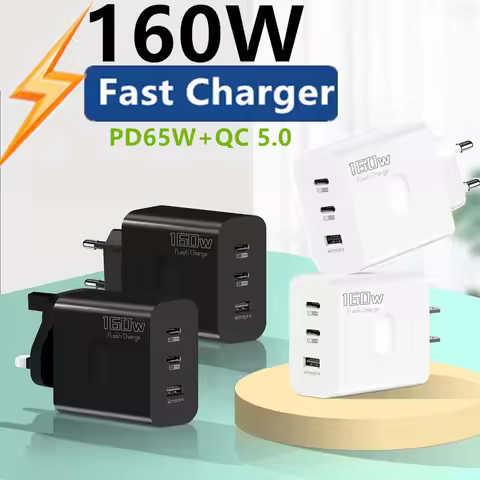 160W Charger USB PD 65W Fast Charging High Speed Type C Quick Charge Mobile Phone Wall Adapter For I