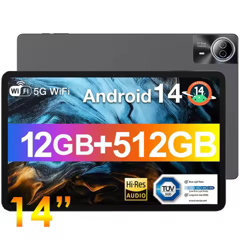 14 Inch Large Screen Android 14 Tablet 1200 x 1920 IPS FHD Resolution Display Type-C Port 12000mAh L