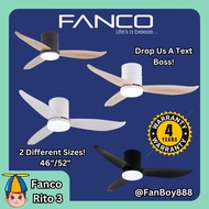 Fanco Rito-3 Ceiling Fan with Light | LED Light DC Motor &amp; Wifi Option Available
