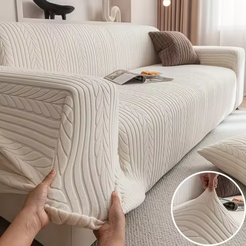 Wheat patterned jacquard elastic sofa cover with full coverage dust-proof washable and detachable su