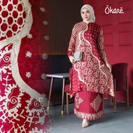 SET BATIK SUTRA GAMIS BATIK MODERN GAMIS PESTA MEWAH GAMIS WISUDA SET TUNIC ELEGANT GAMIS BATIK KEKI