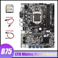 B75 USB ETH Mining Motherboard 8XUSB3.0+G2130 CPU+SATA Cable+Switch Cable LGA1155 DDR3 B75 USB BTC Miner Motherboard