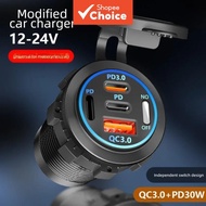 Universal USB Chargers Waterproof Car Charger Voltmeter Switch