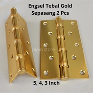 Termurah | Engsel Pintu Kayu 5 Inch Tebal Silver Kuning Sepasang Engsel Pintu Rumah 5 Inc 4 Inci 3 I