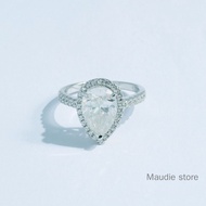 4ct Real Moissanite Diamond Ring for Women Pear Cut Halo Style 100% S925 Pass Diamond Test Wedding E