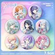 ✨Project Sekai: 5th Anniversary✨Anime Double Flash Badge 75mm, Two-Dimensional Goods Collection, Com