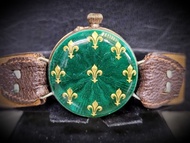ENAMEL CASE Watch 女庒1800s年代搪瓷花纹彩繪纯銀800錶壳配机械上鍊手錶 29mm