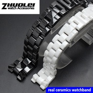 For J12 ceramics wristband high quality women's men's watch strap Fashion bracelet black white 16mm 19mm