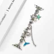 สายนาฬิกา Apple Watch แบบโลหะแบบโซ่ ระบายอากาศได้ดี สไตล์ฤดูร้อนสำหรับผู้หญิง ลายสัตว์ทะเลน่ารัก เข้