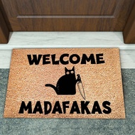 【AiBi Home】-1 Piece Dark Cat Welcome Madafakas Full Print Doormat Home Decor Kitchen Bathroom Decor Fun Doormat