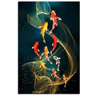 Koi Fish Feng Shui Carp Lotus Pond Pictures Canvas Painting Fish Posters and Prints Wall Pictures Fo