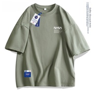 เสื้อยืดแขนสั้นผ้าฝ้ายแท้สำหรับฤดูร้อนปี 2025 รุ่นใหม่ของ NASA สำหรับผู้ชายและผู้หญิง คู่รัก แขนสั้น