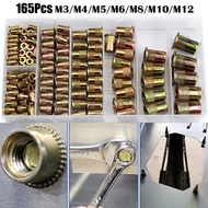 F arfi 165 ชิ้น M3 M4 M5 M6 M8 M10 M12 กระทู้โลหะ nutsert rivet อ่อนนุชชุดอุปกรณ์เสริม
