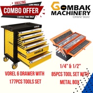COMBO SET VOREL 177pcs with 6 drawers + 85pcs Tools set with 5 Tier Tool Box