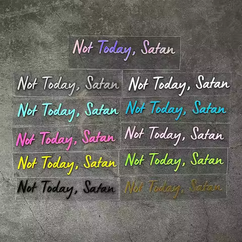 Text Car Sticker “not today satan” Interior Mirror Fashion Sticker Personalized Text PVC Vinyl Stick