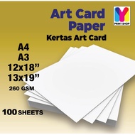Art Card 260 gsm 100pcs A4 A3 A3+  Gloss Coated Book Cover Name Tag Box DIY Hand Craft printing mate