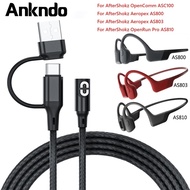 2-in-1 Shokz Charging Cable / Charger for AfterShokz Aeropex AS800/Shokz OpenRun Pro/OpenRun/OpenRun Mini/OpenComm USB C and USB A Cord for Aftershokz Headphones Charge