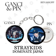 GANTUNGAN STRAY KIDS PIN DOMINATE 58 MM KEYCHAIN KPOP KEYCHAIN UNOFFICIAL HYUNJIN FELIX BANGCHAN
