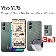 3 in 1 For Vivo Y17s Y17S Ceramic Tempered Glass and Camera Lens Protector and back film
