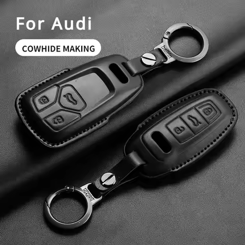 Leather Car Key Case Cover For Audi A6 A7 4K A8 A5 S5 S4 Q7 TT TTS RS3 RS5 RS7 A3 A4 B9 S8 E-tron C8