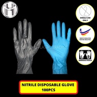 HITAM Black Gloves/ RUBBER GLOVE/RUBBER DISPOSABLE Gloves/NITRILE DISPOSABLE GLOVE - 100pcs IN 1 BOX